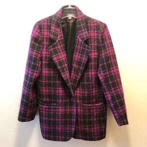 Vintage Mikabe Plaid Knit Coat Blazer Long Sleeve 7
